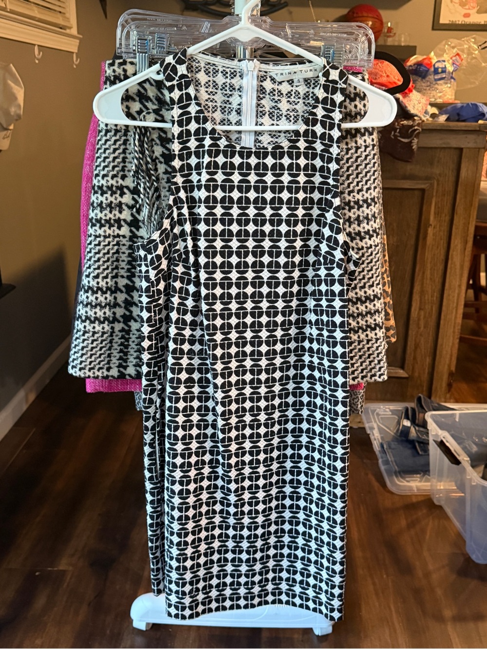 Trina Turk Black & White Geometric Mini Skirt